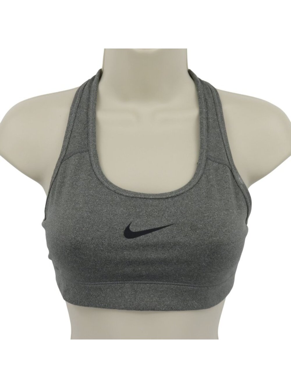 Nike Pro Womens Small Gray Grey Racerback Wireless Sports Bra Dri Fit Black Logo